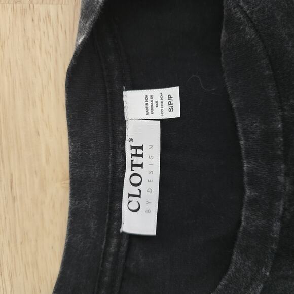 Cloth By Design Dress Womens Small Black Acid Wash T Shirt‎ Mini Ruched Casual - Picture 3 of 10